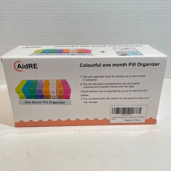 Colourful One Month Pill Organizer With 32 Compartments For AM & PM Use By AidRE - Picture 4 of 7